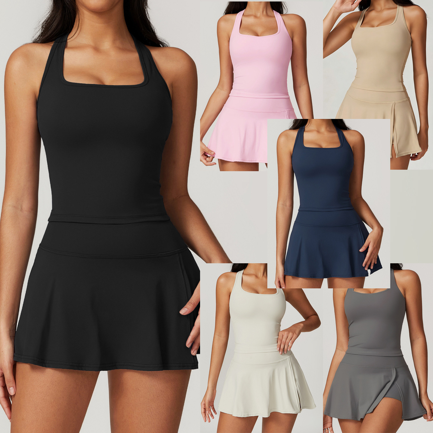 Crop Top Crochet - Комплект из 2 предметов: теннисное платье