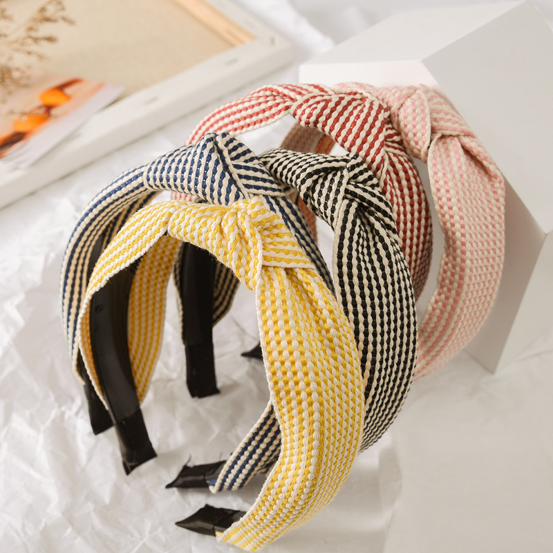 Headband Summer Knit - Широкая клетчатая повязка на голову для