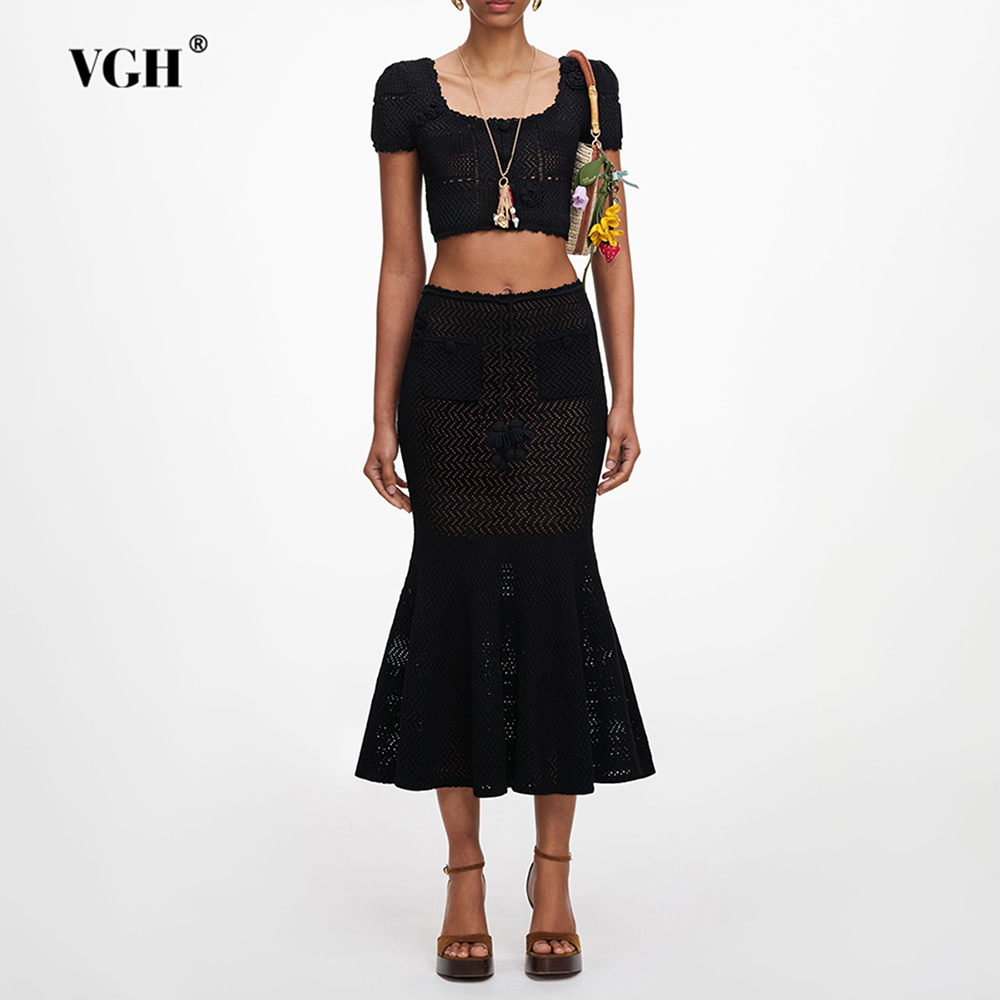 Комплект VGH: черный вязаный к – обзор и цена Crop Top Crochet